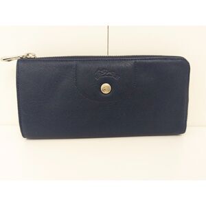 Longchamp Le Pliage Cuir Zip Around Wallet - Navy